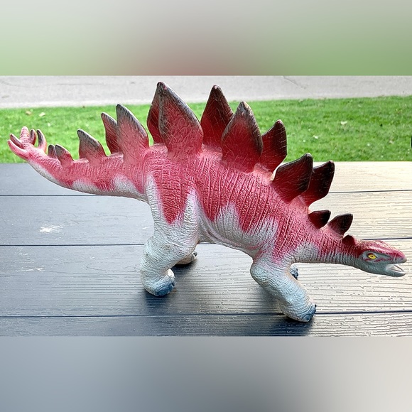 Vintage Large Rubber Plastic Realistic Pneumatic STEGOSAURUS Toy Dinosaur - Picture 4 of 16